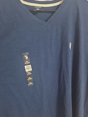 U.S. Polo Assn. Men's V-Neck Short Sleeve Tee - Navy with White Logo